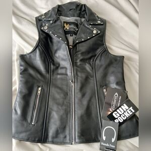 Xelement Black Leather 'Dita' Vest
